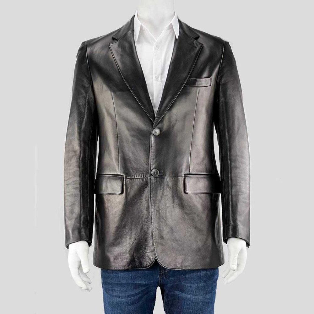 Gucci Black Leather Sport Coat Blazer